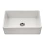 Houzer Platus 30" Farmhouse Single Basin Fireclay Kitchen Sink White