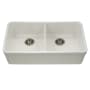 Houzer Platus 32-3/16" Undermount Double Basin Fireclay Kitchen Sink Biscuit