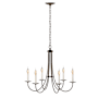Hubbardton Forge Simple Lines 6 Light 26" Wide Taper Candle Style Chandelier Bronze