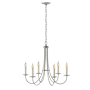 Hubbardton Forge Simple Lines 6 Light 26" Wide Taper Candle Style Chandelier Vintage Platinum