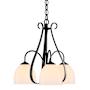 Hubbardton Forge Sweeping Taper 3 Light 19" Wide Chandelier Black / Opal