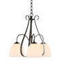 Hubbardton Forge Sweeping Taper 3 Light 19" Wide Chandelier Natural Iron / Opal