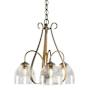 Hubbardton Forge Sweeping Taper 3 Light 19" Wide Chandelier Soft Gold / Water