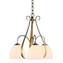 Hubbardton Forge Sweeping Taper 3 Light 19" Wide Chandelier Modern Brass / White