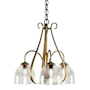 Hubbardton Forge Sweeping Taper 3 Light 19" Wide Chandelier Modern Brass / Clear