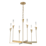 Hubbardton Forge Lilium 6 Light 31" Wide Chandelier Modern Brass / Frosted Gradient Glass