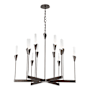 Hubbardton Forge Lilium 12 Light 39" Wide Chandelier Dark Smoke / Frosted Gradient Glass