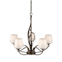 Hubbardton Forge Flora 5 Light 27" Wide Taper Candle Chandelier with Customizable Glass Shade Bronze / Opal