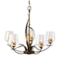 Hubbardton Forge Flora 5 Light 27" Wide Taper Candle Chandelier with Customizable Glass Shade Bronze / Clear
