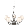 Hubbardton Forge Flora 5 Light 27" Wide Taper Candle Chandelier with Customizable Glass Shade Dark Smoke / Opal