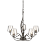 Hubbardton Forge Flora 5 Light 27" Wide Taper Candle Chandelier with Customizable Glass Shade Dark Smoke / Clear