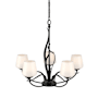 Hubbardton Forge Flora 5 Light 27" Wide Taper Candle Chandelier with Customizable Glass Shade Black / Opal