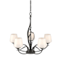 Hubbardton Forge Flora 5 Light 27" Wide Taper Candle Chandelier with Customizable Glass Shade Natural Iron / Opal