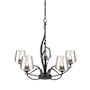 Hubbardton Forge Flora 5 Light 27" Wide Taper Candle Chandelier with Customizable Glass Shade Natural Iron / Clear