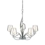 Hubbardton Forge Flora 5 Light 27" Wide Taper Candle Chandelier with Customizable Glass Shade Vintage Platinum / Clear