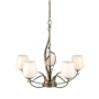Hubbardton Forge Flora 5 Light 27" Wide Taper Candle Chandelier with Customizable Glass Shade Soft Gold / Opal