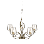 Hubbardton Forge Flora 5 Light 27" Wide Taper Candle Chandelier with Customizable Glass Shade Soft Gold / Clear