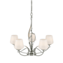 Hubbardton Forge Flora 5 Light 27" Wide Taper Candle Chandelier with Customizable Glass Shade Sterling / Opal