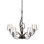 Hubbardton Forge Flora 5 Light 27" Wide Taper Candle Chandelier with Customizable Glass Shade Oil Rubbed Bronze / Clear