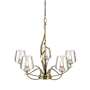 Hubbardton Forge Flora 5 Light 27" Wide Taper Candle Chandelier with Customizable Glass Shade Modern Brass / Clear