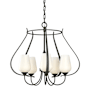 Hubbardton Forge Flora 5 Light 23" Wide Chandelier Natural Iron / Opal