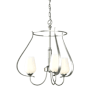 Hubbardton Forge Flora 3 Light 20" Wide Chandelier Sterling / White