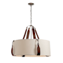 Hubbardton Forge Saratoga 4 Light 32" Wide Pendant Polished Nickel / Beige / Brown