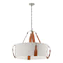 Hubbardton Forge Saratoga 4 Light 32" Wide Pendant Polished Nickel / Beige / Light Brown