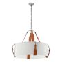 Hubbardton Forge Saratoga 4 Light 32" Wide Pendant Polished Nickel / White / Light Brown