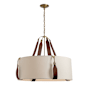 Hubbardton Forge Saratoga 4 Light 32" Wide Pendant Antique Brass / Beige / Brown