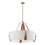 Hubbardton Forge Saratoga 4 Light 32" Wide Pendant Antique Brass / White / Light Brown
