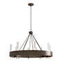 Hubbardton Forge Banded 8 Light 32" Wide Ring Chandelier Bronze / Clear