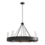Hubbardton Forge Banded 8 Light 32" Wide Ring Chandelier Black / Clear