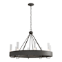 Hubbardton Forge Banded 8 Light 32" Wide Ring Chandelier Natural Iron / Clear