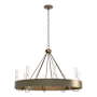Hubbardton Forge Banded 8 Light 32" Wide Ring Chandelier Soft Gold / Clear