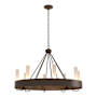 Hubbardton Forge Banded 8 Light 32" Wide Ring Chandelier Bronze / Frosted