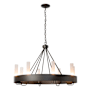 Hubbardton Forge Banded 8 Light 32" Wide Ring Chandelier Dark Smoke / Frosted