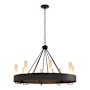 Hubbardton Forge Banded 8 Light 32" Wide Ring Chandelier Black / Frosted