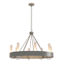 Hubbardton Forge Banded 8 Light 32" Wide Ring Chandelier Vintage Platinum / Frosted