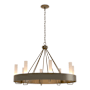 Hubbardton Forge Banded 8 Light 32" Wide Ring Chandelier Soft Gold / Frosted