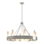 Hubbardton Forge Banded 8 Light 32" Wide Ring Chandelier Sterling / Frosted