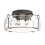 Hubbardton Forge Bow 4 Light 20" Wide Semi-Flush Drum Ceiling Fixture Natural Iron / Water