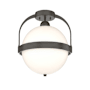 Hubbardton Forge Atlas 14" Wide Semi-Flush Globe Ceiling Fixture Dark Smoke