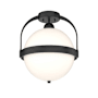 Hubbardton Forge Atlas 14" Wide Semi-Flush Globe Ceiling Fixture Black