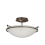 Hubbardton Forge Simple Lines 2 Light 15" Wide Semi-Flush Bowl Ceiling Fixture with Customizable Glass Shade Bronze / Opal