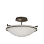 Hubbardton Forge Simple Lines 2 Light 15" Wide Semi-Flush Bowl Ceiling Fixture with Customizable Glass Shade Dark Smoke / Opal