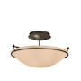 Hubbardton Forge Simple Lines 2 Light 15" Wide Semi-Flush Bowl Ceiling Fixture with Customizable Glass Shade Dark Smoke / Sand