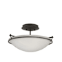 Hubbardton Forge Simple Lines 2 Light 15" Wide Semi-Flush Bowl Ceiling Fixture with Customizable Glass Shade Black / Opal