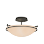 Hubbardton Forge Simple Lines 2 Light 15" Wide Semi-Flush Bowl Ceiling Fixture with Customizable Glass Shade Natural Iron / Sand