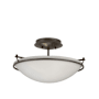 Hubbardton Forge Simple Lines 2 Light 15" Wide Semi-Flush Bowl Ceiling Fixture with Customizable Glass Shade Oil Rubbed Bronze / Opal